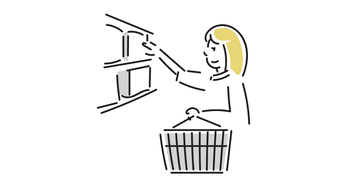 棚で浮かび上がる色とロゴ