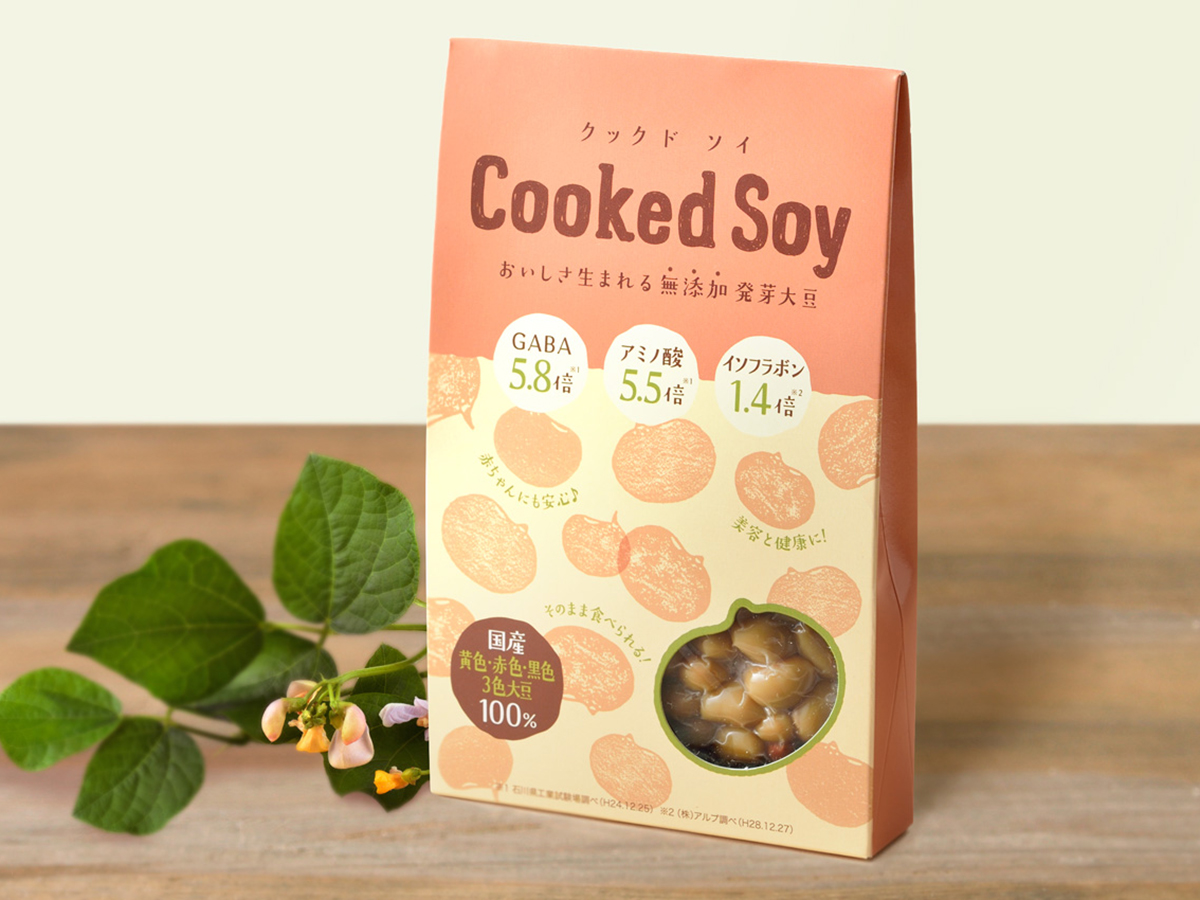 無添加 発芽大豆シリーズ<br> 「Cooked Soy」 ブランディング パッケージデザイン 