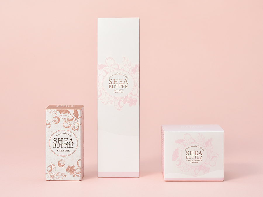 シアバター スキンケアシリーズパッケージデザイン パッケージデザイン 
