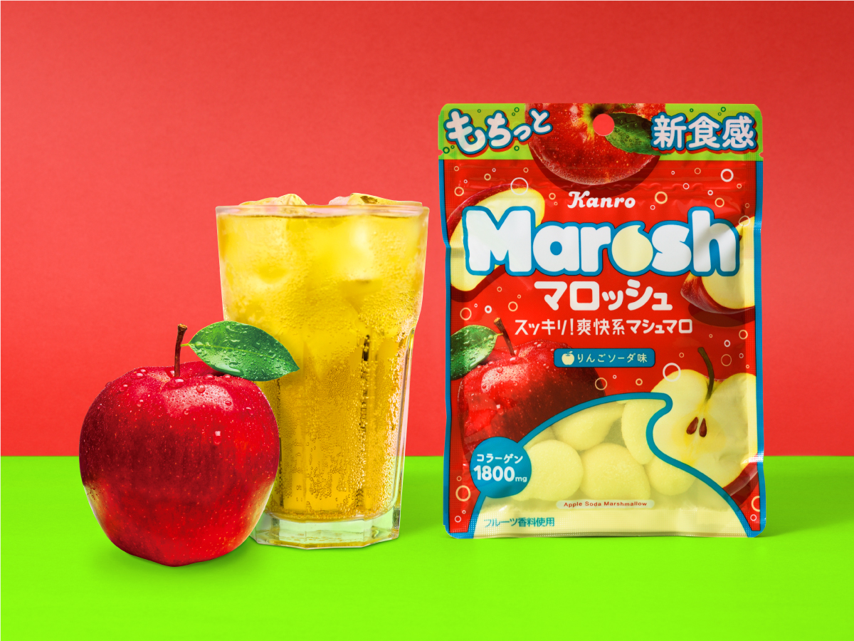 マロッシュりんごソーダ味<br>パッケージデザイン パッケージデザイン 