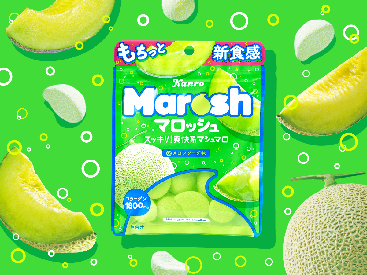 マロッシュメロンソーダ味<br>パッケージデザイン パッケージデザイン 